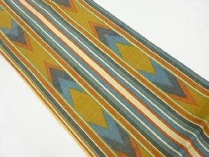 変わり縞に菱模様織出し全通袋帯